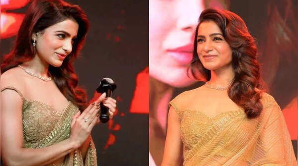 Samantha Ruth Prabhu stuns in a golden saree in Dubai