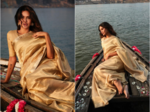 Esha Gupta is a queen of ethnic fashion in season's favourite trend, the gold silk saree